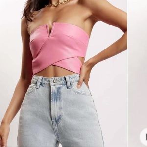 **SOLD** Meshki Perrie Faux Leather Cut Out Crop Top
